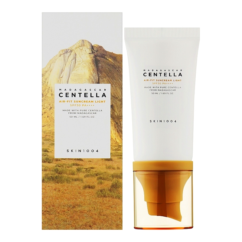 Сонцезахисний крем із центеллою Madagascar Centella Air-Fit Suncream Light SPF30 PA++++ від SKIN1004